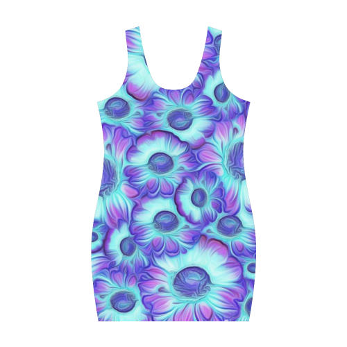 flashy blue flowers Medea Vest Dress (Model D06)