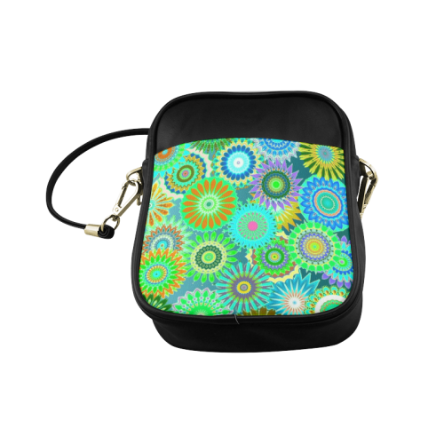 Funky flowers green Sling Bag (Model 1627)