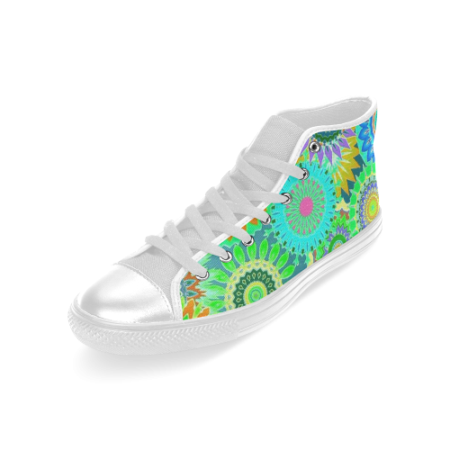 Funky flowers green Men’s Classic High Top Canvas Shoes (Model 017)