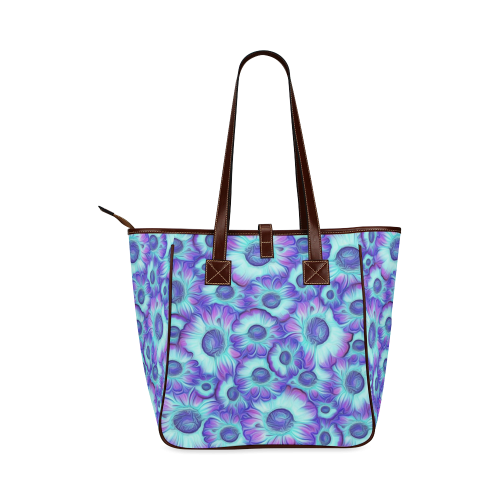 flashy blue flowers Classic Tote Bag (Model 1644)