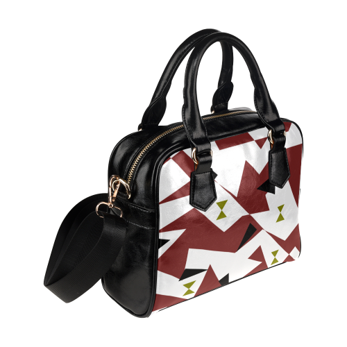 Geometrical pattern,red,black,white triangle Shoulder Handbag (Model 1634)