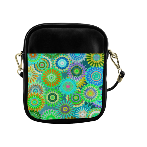 Funky flowers green Sling Bag (Model 1627)