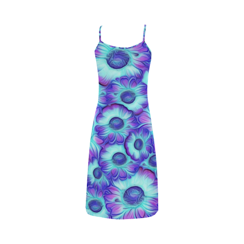 flashy blue flowers Alcestis Slip Dress (Model D05)