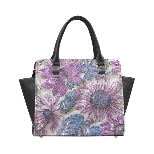 plastic flowers Rivet Shoulder Handbag (Model 1645)