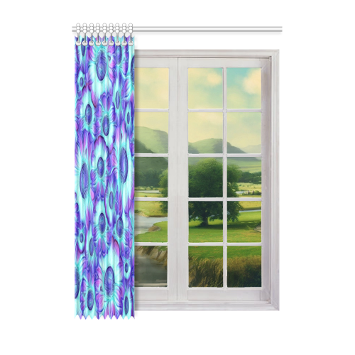 flashy blue flowers Window Curtain 52" x 72"(One Piece)