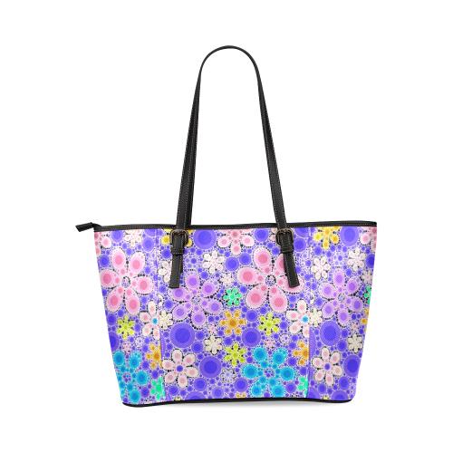 Bubble Flowers Leather Tote Bag/Large (Model 1640)