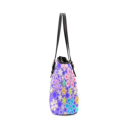 Bubble Flowers Leather Tote Bag/Large (Model 1640)