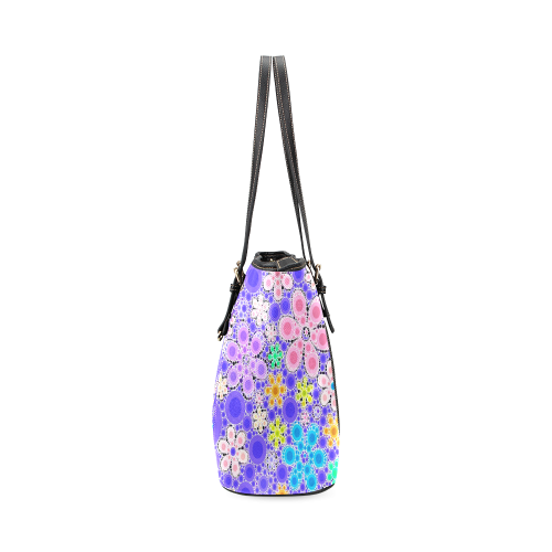 Bubble Flowers Leather Tote Bag/Large (Model 1640)