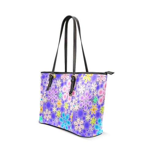 Bubble Flowers Leather Tote Bag/Large (Model 1640)