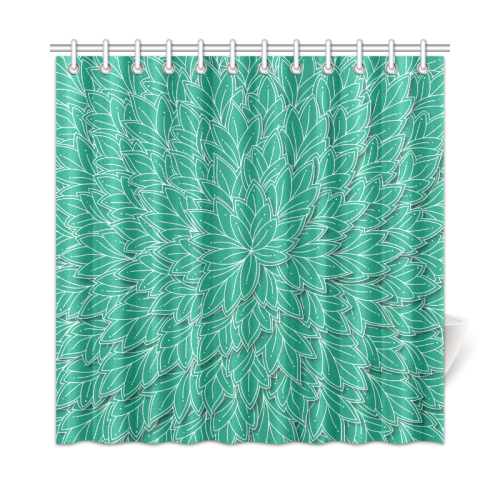 floating leaf pattern emerald green white Shower Curtain 72"x72"