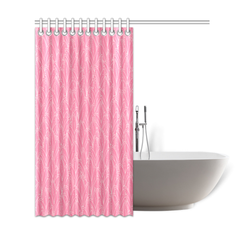 doodle leaf pattern pink white girly Shower Curtain 69"x72"
