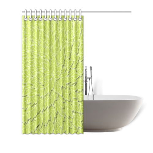 floating leaf pattern spring green white nature Shower Curtain 66"x72"