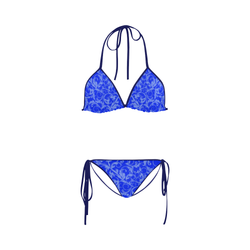 Vintage Swirls Sapphire Blue Custom Bikini Swimsuit