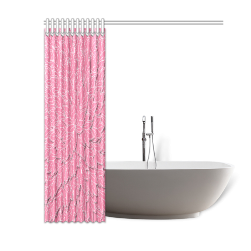 floating leaf pattern pink white Shower Curtain 60"x72"