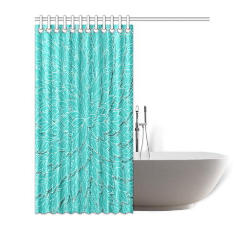 floating leaf pattern turquoise teal white Shower Curtain 72"x72"