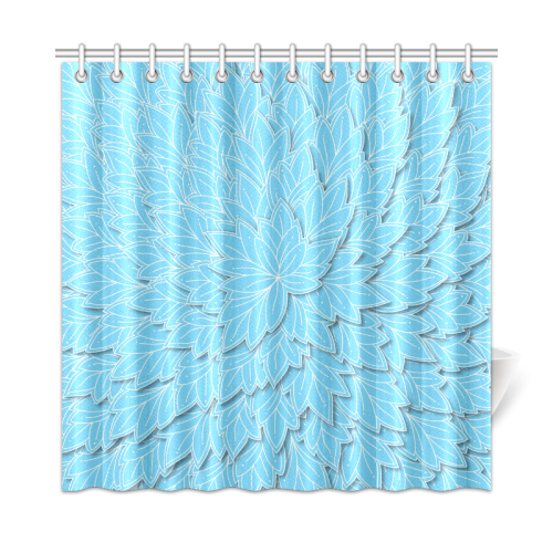 floating leaf pattern bright blue white Shower Curtain 72"x72"