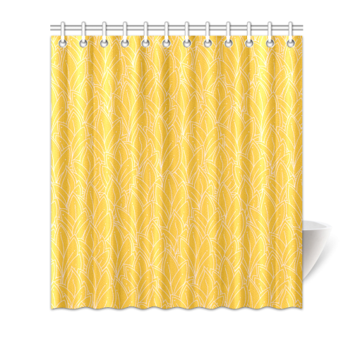 doodle leaf pattern sunny yellow white Shower Curtain 66"x72"
