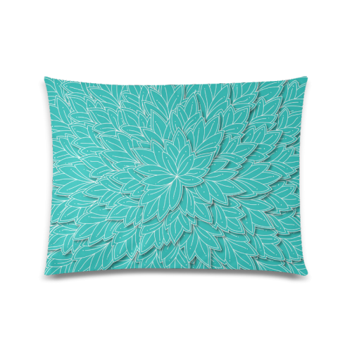 floating leaf pattern turquoise teal white Custom Picture Pillow Case 20"x26" (one side)