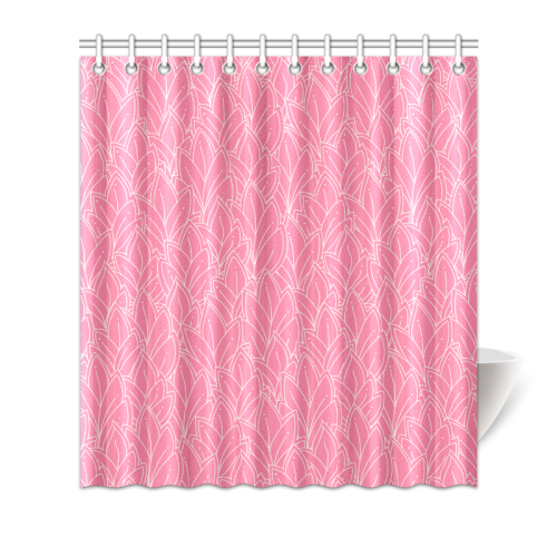 doodle leaf pattern pink white girly Shower Curtain 66"x72"