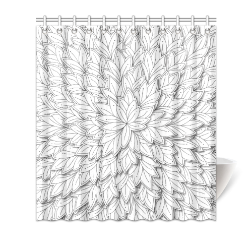 floating leaf pattern black white Shower Curtain 66"x72"