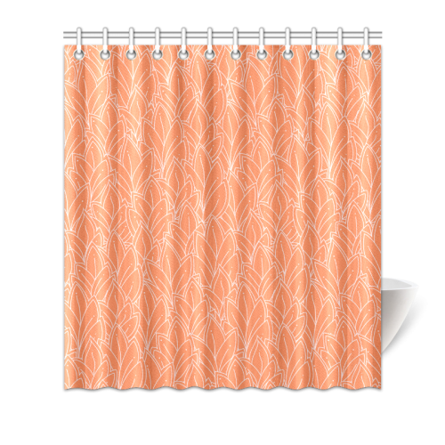 doodle leaf pattern orange white Shower Curtain 66"x72"