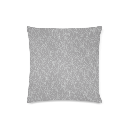 doodle leaf pattern grey & white Custom Zippered Pillow Case 16"x16"(Twin Sides)