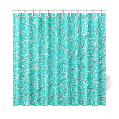 floating leaf pattern turquoise teal white Shower Curtain 72"x72"
