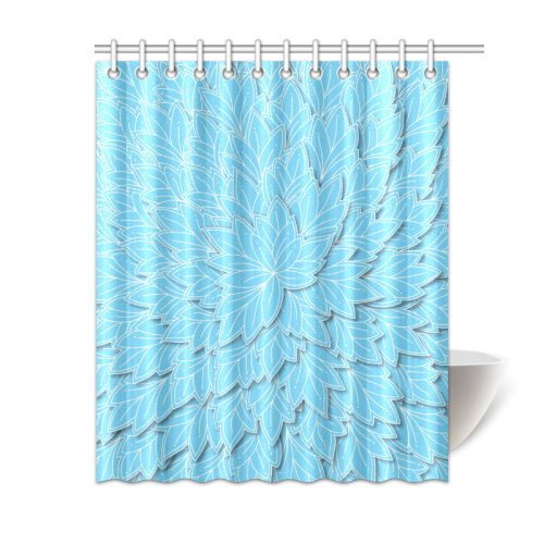 floating leaf pattern bright blue white Shower Curtain 60"x72"
