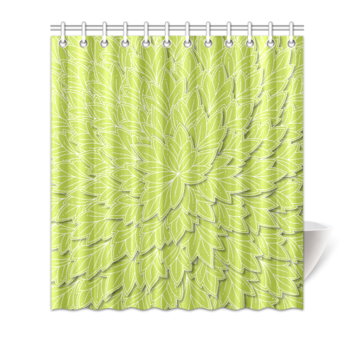 floating leaf pattern spring green white nature Shower Curtain 66"x72"