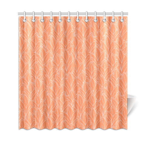 doodle leaf pattern orange white Shower Curtain 69"x72"