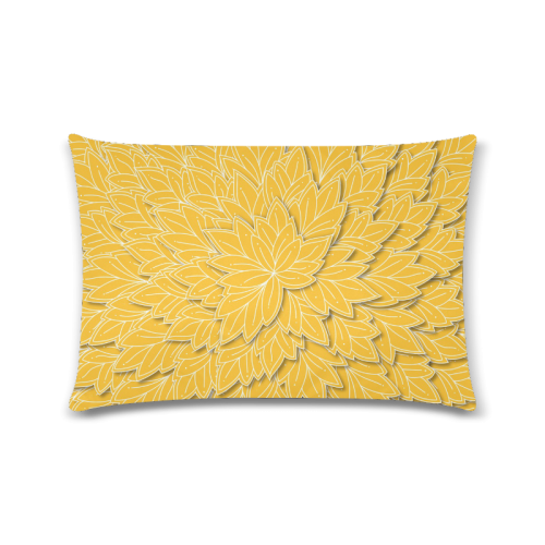floating leaf pattern sunny yellow white Custom Rectangle Pillow Case 16"x24" (one side)