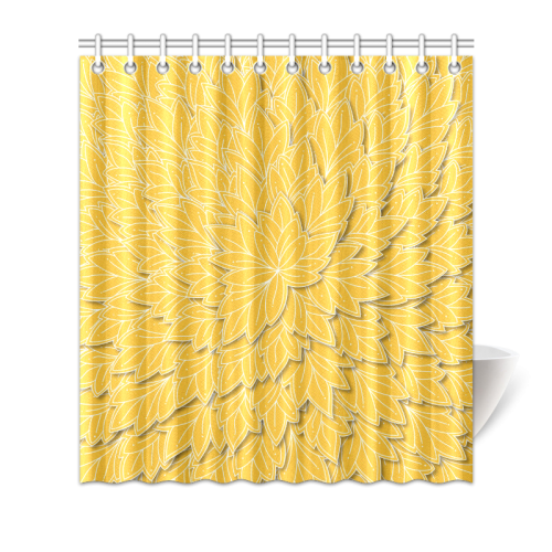 floating leaf pattern sunny yellow white Shower Curtain 66"x72"