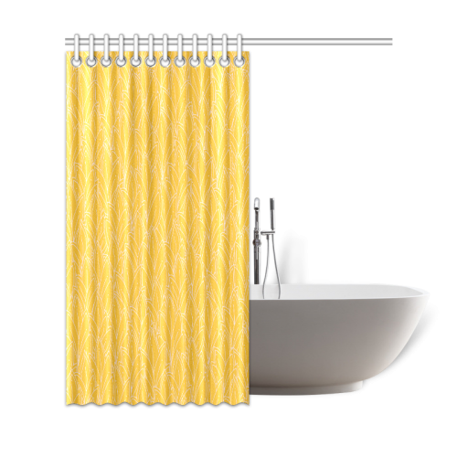 doodle leaf pattern sunny yellow white Shower Curtain 69"x72"