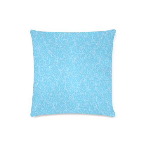 doodle leaf pattern bright blue & white Custom Zippered Pillow Case 16"x16"(Twin Sides)
