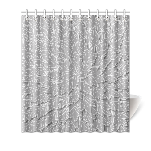 floating leaf pattern grey white nature Shower Curtain 66"x72"