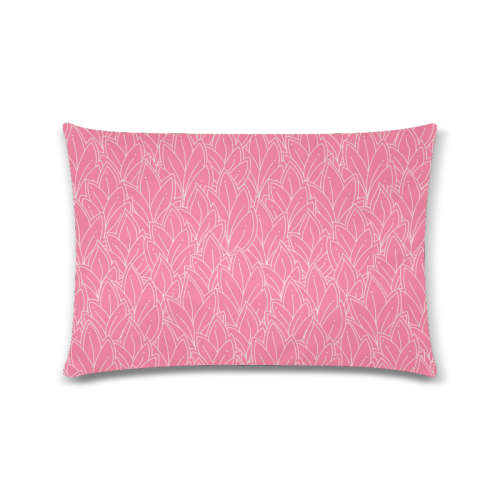 doodle leaf pattern pink white girly Custom Rectangle Pillow Case 16"x24" (one side)