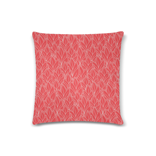 doodle leaf pattern poppy red white Custom Zippered Pillow Case 16"x16" (one side)