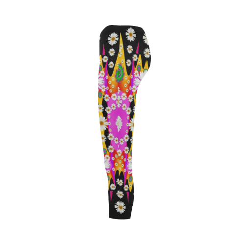 flowers above and under the peaceful sky Capri Legging (Model L02)