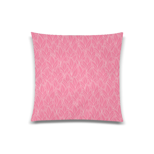 doodle leaf pattern pink white girly Custom Zippered Pillow Case 20"x20"(One Side)