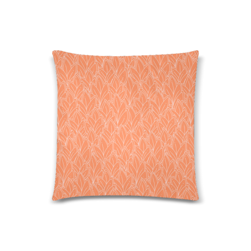 doodle leaf pattern orange white Custom Zippered Pillow Case 18"x18"(Twin Sides)