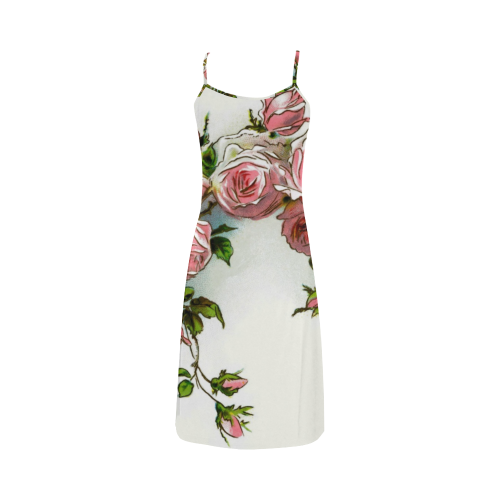 Vintage Pink Rose Floral Alcestis Slip Dress (Model D05)