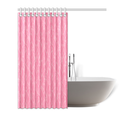 doodle leaf pattern pink white girly Shower Curtain 66"x72"