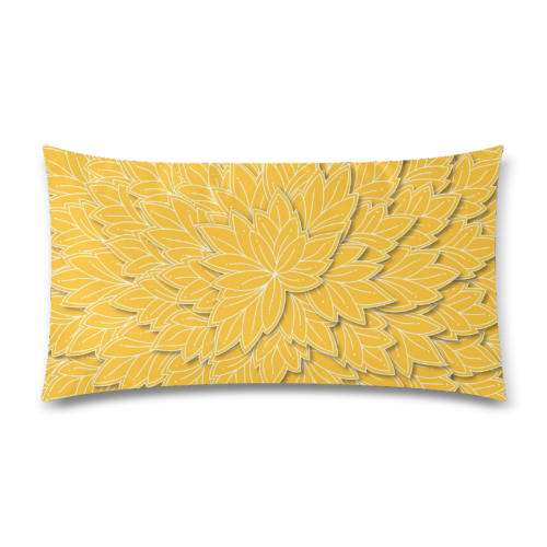 floating leaf pattern sunny yellow white Custom Rectangle Pillow Case 20"x36" (one side)