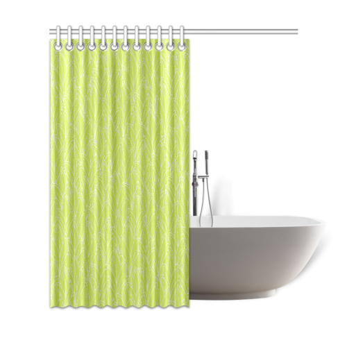 doodle leaf pattern spring green white nature Shower Curtain 69"x72"