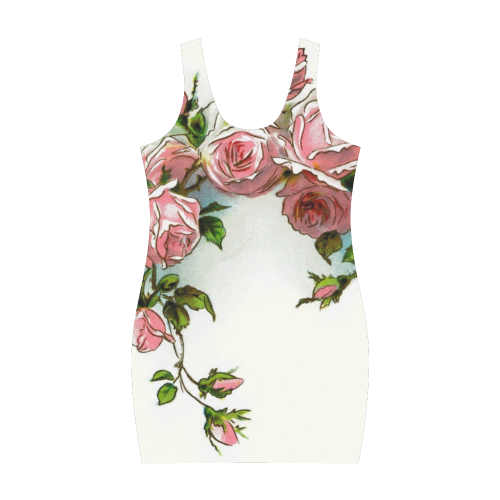 Vintage Pink Rose Floral Medea Vest Dress (Model D06)