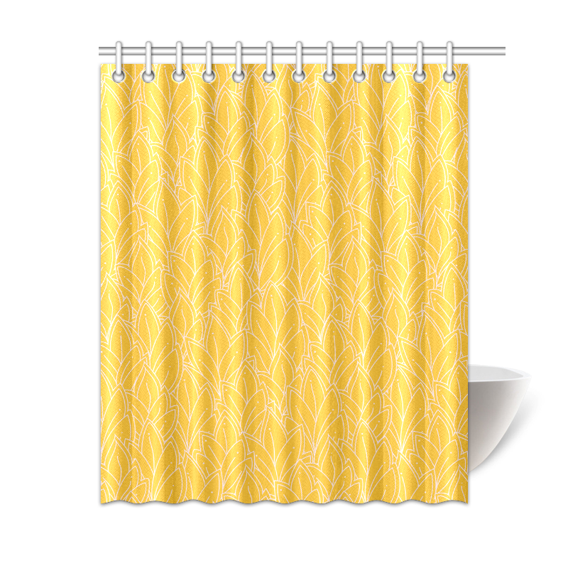 doodle leaf pattern sunny yellow white Shower Curtain 60"x72" ID D198237
