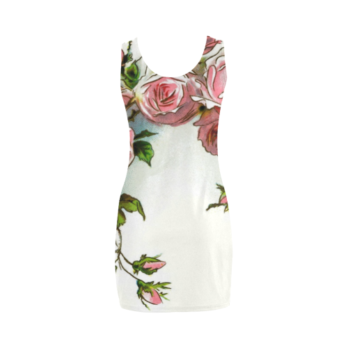 Vintage Pink Rose Floral Medea Vest Dress (Model D06)