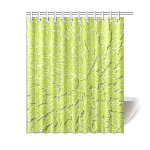 floating leaf pattern spring green white nature Shower Curtain 60"x72"