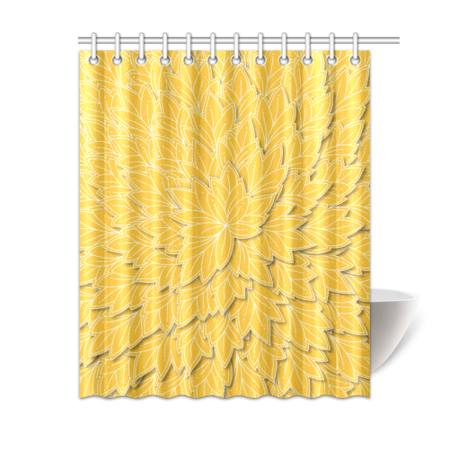 floating leaf pattern sunny yellow white Shower Curtain 60"x72"