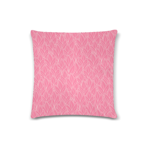 doodle leaf pattern pink white girly Custom Zippered Pillow Case 16"x16" (one side)